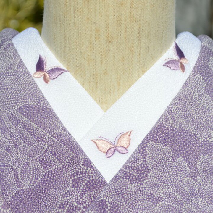 半衿 半襟 日本刺繍 特級品 はんえり ちょうちょ 蝶 バタフライ はな 