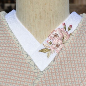 桜さくら　刺繍　半衿　ひめ吉オリジナルデザイン☆　ワンポイント半襟　春の半襟