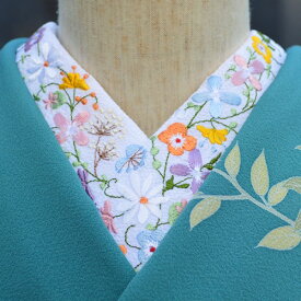 プリティガーデン　刺繍　半衿　ひめ吉オリジナルデザイン　こだわり半襟 「配送について」をお読みください。ゆうパケットは日時指定できません、ポスト投函です。