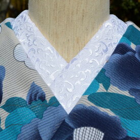ホワイト・アールヌーヴォー 夏　絽　刺繍　半衿　ひめ吉オリジナルデザイン　こだわり半襟 「配送について」をお読みください。ゆうパケットは日時指定できません、ポスト投函です。