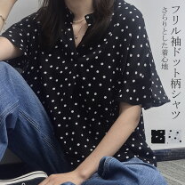 楽天市場】シフォン ブラウス 黒（柄ドット・水玉）（トップス 