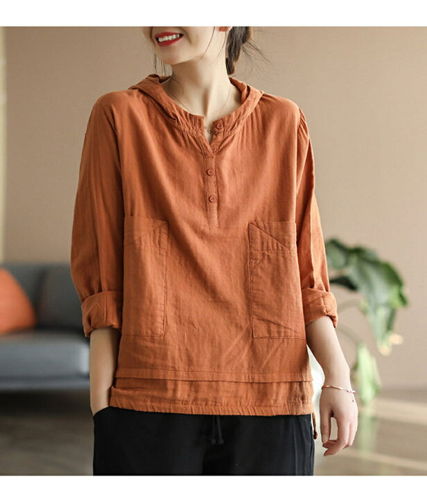 楽天市場】リネン風 シャツ 長袖 パーカー レディース tシャツ 薄手  