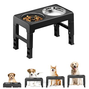 ペットボウル フードボウル 台 お皿 中型犬 大型犬 ペット用品 食器 フードスタンド付き 高度調節4段 ステンレスボウル 早食い防止ボウル ペット皿 滑り止め 給餌容器 給水容器 コンパクト