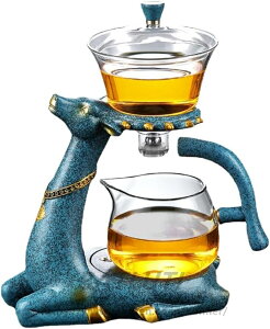 ガラス鹿ティーポット 350mlティーカップセット ティーメーカー 注入器磁気水茶滴下カップ ボウルカンフーガラスティーセット 半自動ガラスティーポット ボウルカンフーガラスティーセッ