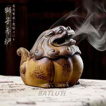 楽天市場】お香立て 中国古代の神獣 獅子 ユニークな表情 手作り 陶器 