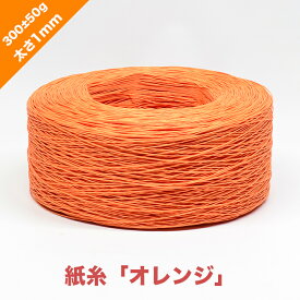 紙糸「オレンジ」太さ1mm・300±50g巻き・巻き長さ約1,000m | ひも カラー 色 手芸 工芸 糸 紙刺繍 手作り ハンドメイド クラフト ラッピング用