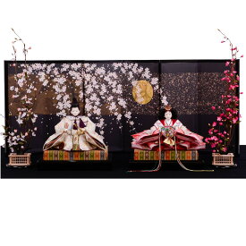 ひな雛人形 モダン インテリア お洒落【三五 親王飾り 月夜桜 白金本仕立】雛人形 おひなさま