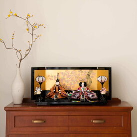 ひな人形 親王飾り 伝統的 芥子 正絹 黄櫨染袍 本金手描蒔絵屏風 初節句