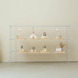 木目込み 雛人形 シンプル モダン 五人飾り 白西陣織 木村一秀 【シンプルで華奢なアイアン三段飾り】 【flora】 おしゃれ インテリア ドライフラワー