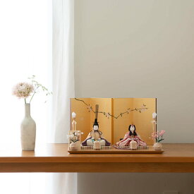 雛人形 木目込み コンパクト かわいい ナチュラル モダン 「 木村一秀 桃山雛 (中サイズ) 」 二人飾り 初節句 人気 選べる屏風3種 ひな人形 きめこみ人形