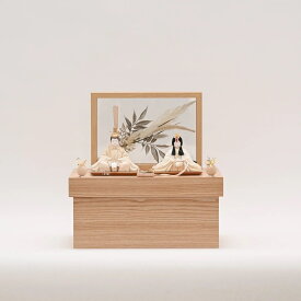 雛人形 木目込み 収納飾り かわいい ナチュラル コンパクト 桃山雛(中) flora 収納台 木村一秀 造花 白 二人飾り 五人飾り