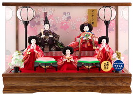 雛人形 コンパクト ひな人形 ケース飾り 五人飾り 藤翁作 のぞみ 豆五人 金襴仕立 コードレス雪洞 アクリルケース オルゴール付 【2026年度新作】 h083-fn-223-502