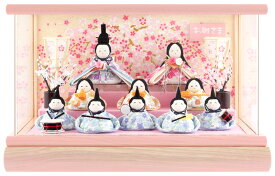 雛人形 コンパクト ひな人形 ケース飾り 十人飾り 藤翁作 てまり姫 手作り縮緬細工 アクリルケース 【2027年度新作】 h083-fn-243-1016