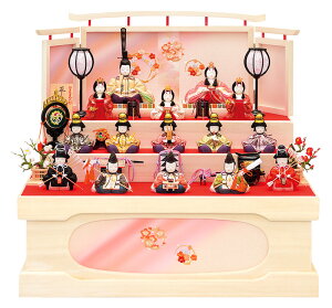 雛人形 コンパクト 一秀 ひな人形 雛 木目込人形飾り 収納飾り 三段飾り 十五人飾り 木村一秀作 平安雛 15号 【2026年度新作】 h073-id-008