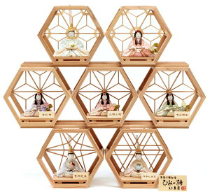 雛人形 久月 コンパクト ひな人形 雛 木目込人形飾り 三段飾り 七人飾り 雛の詩 加茂組子 平安三賢女 歌人付 【2026年度新作】 h073-k-5955 D-2