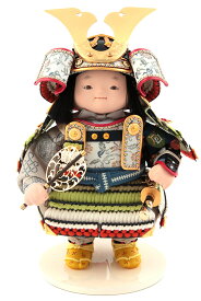 五月人形 幸一光 コンパクト 松崎人形 子供大将飾り 人形単品 皐月 さつき 黒小札 緑匂威 【2025年度新作】 h075-koi-5120