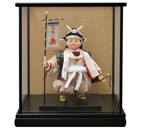 五月人形 コンパクト 幸一光 松崎人形 桃太郎 武者人形 ケース飾り 六号 日本一旗付 黒塗カブセケース 【2026年度新作】 h085-koi-5144