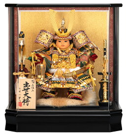 五月人形 コンパクト 子供大将飾り 武者人形 ケース飾り 平安一甲作 出世大将 5号 六角アクリルケース 【2026年度新作】 h085-moys-515