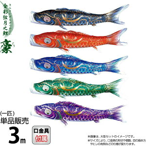 こいのぼり 徳永鯉 鯉のぼり 単品 3m 豪 金彩弦月之鯉 撥水加工 ポリエステルシルキーブライト生地 【2026年度新作】 001-837