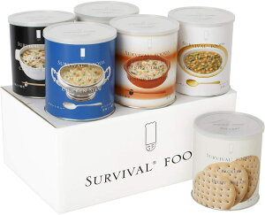 【25年 保存食】 サバイバルフーズ バラエティ セット (フル) 大缶 (計6缶 60食相当) チキンシチュー 野菜シチュー 洋風とり雑炊 洋風えび雑炊 クラッカー 地震 非常食 防災グッズ 長期保存 備
