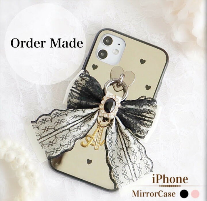 楽天市場】プリンセスリボン イニシャル チャーム ミラーケース iphone 