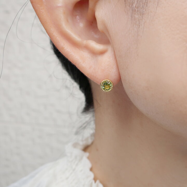 楽天市場】K18 8月の誕生石 「太陽の石」ペリドット ピアス ギフト 
