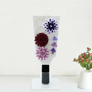 お正月飾り|つまみ細工|羽子板|女の子|なぎさ8号|コンパクト|紫色パープル|雛人形