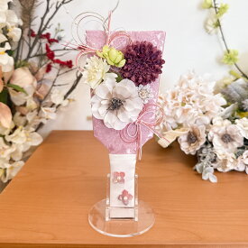 【受注生産品】紫：羽子板 コンパクト かわいい 初正月 ミニ サイズ 羽子板お祝い おしゃれ モダン 羽子板飾り 正月飾り 小さい 人気 迎春 つまみ細工 縮緬 手作り 花飾り 贈る 初正月 女の子