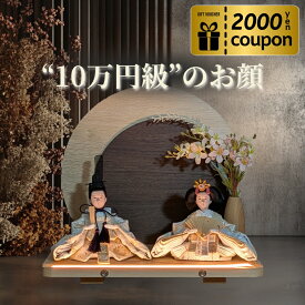 ★クーポン 先着20名様 ★ ケースより小さくしまえる　コンパクトでLED、出し入れが楽な【 雛人形 かわいい るな雛 】 良いお顔 ライトアップ モダン ひな人形 お雛様 おひな様 お雛さま おひなさま コンパクト飾り 初節句 女の子 【送料無料】 国産木材