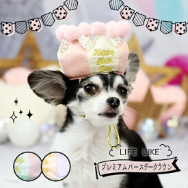 ＼ LINE登録で300円OFF ／【 S ／ M】プレミアムバースデークラウン 【 LIFELIKE 犬 帽子 誕生日 ハッピーバースデイ インスタ映え ライフライク 】