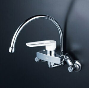 KVKスワン型パイプ シングル混合栓 194mmパイプ付//寒冷地仕様MSK110KZRG