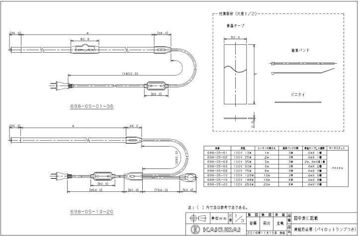 楽天市場】KAKUDAI(カクダイ)凍結防止帯＜10m＞(パイロットランプつき  