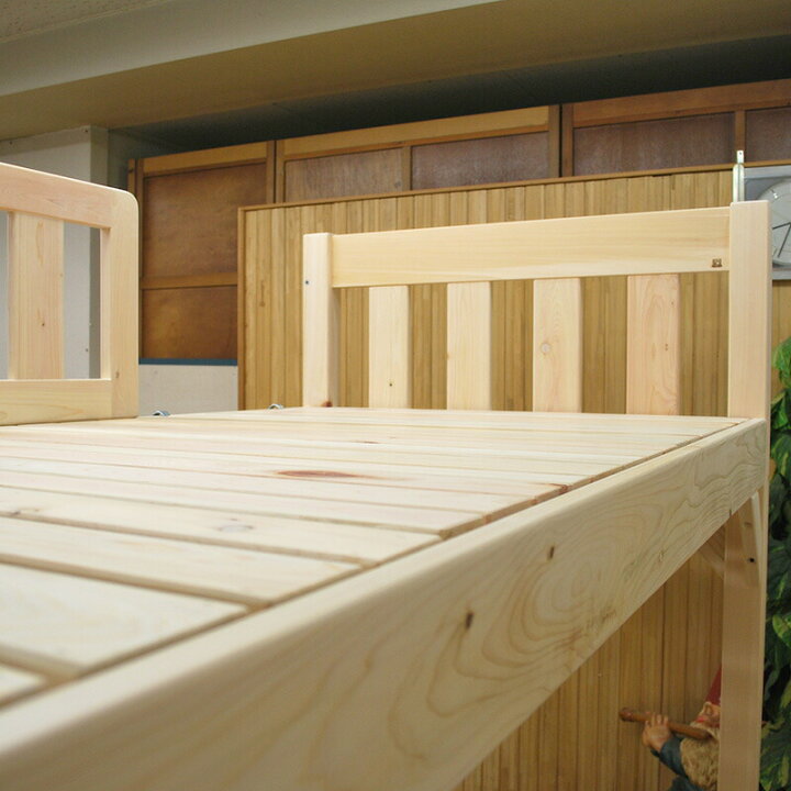 楽天市場】無垢ひのき木製頑丈ロフトベッド寝台高さ130〜140cm選べます 