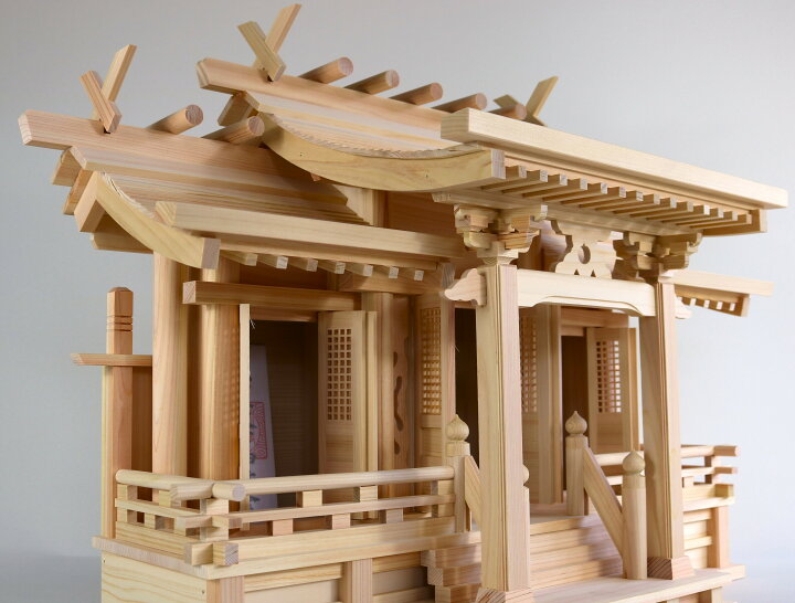 楽天市場】国産東濃桧使用オリジナル神棚 反り屋根三社飛騨 神棚 置き  