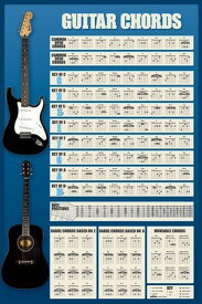 ギターコード表 ポスター 軽量スタイリッシュアルミ製フィットフレーム付 91.5×61cm