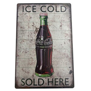 �e�B���T�C�� �R�J�R�[�� ICE COLD SOLD HERE ��30.0cm×20.0cm �u���L�Ŕ� �y�l�R�|�X�����z