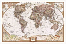 アンティーク世界地図 ポスター 軽量アルミ製フィットフレーム付 91.5×61cm 旧世界地図