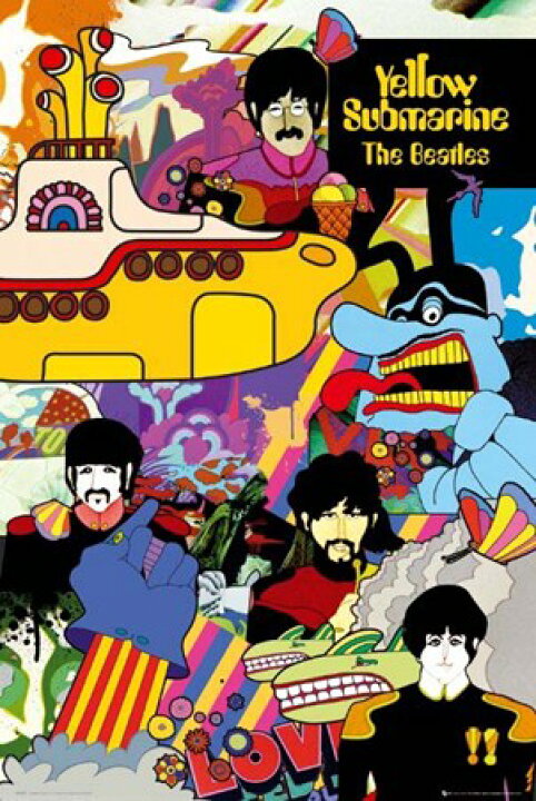 楽天市場 ビートルズ イエロー サブマリン コラージュ ポスター The Beatles フレーム付 美術工芸の檜屋
