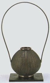 高岡銅器の銅製花瓶 玉形網代 敷板・化粧箱付 送料無料
