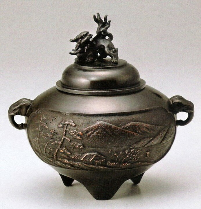 楽天市場】高岡銅器の香炉 鉄鉢型山水香炉 小 能作吉秀作品 桐箱付 