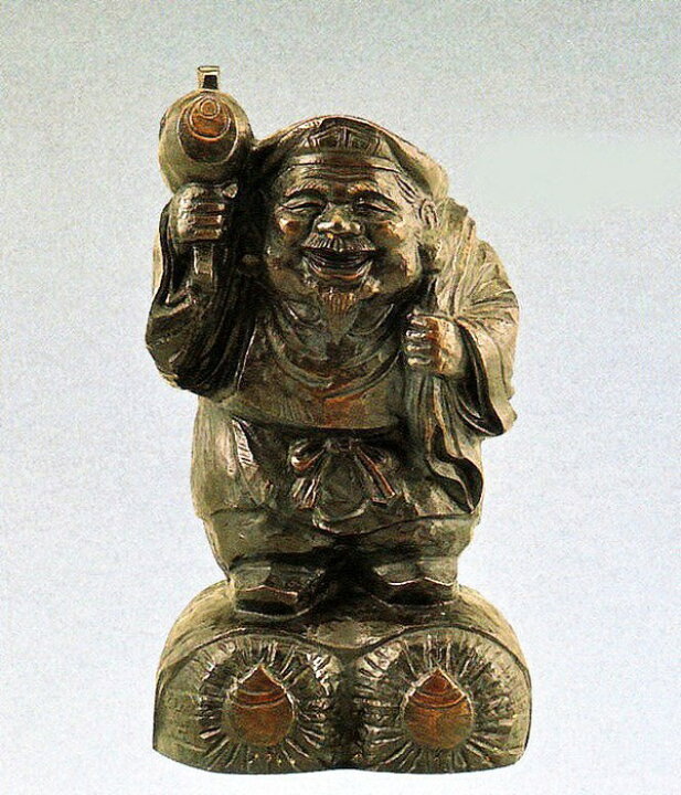 楽天市場】大黒様の置物 木彫風大黒 般若純一郎作品 高岡銅器 送料無料 
