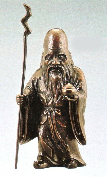 楽天市場】福禄寿の置物 木彫風福禄寿 般若純一郎作品 高岡銅器 送料 