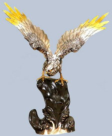 鷹の置物 岩鷹20号(鉄色) 高岡銅器 鷹の置物 送料無料