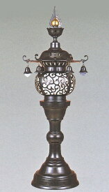 神社仏閣の燈籠 丸型台燈籠一対25号 高岡銅器の神仏具