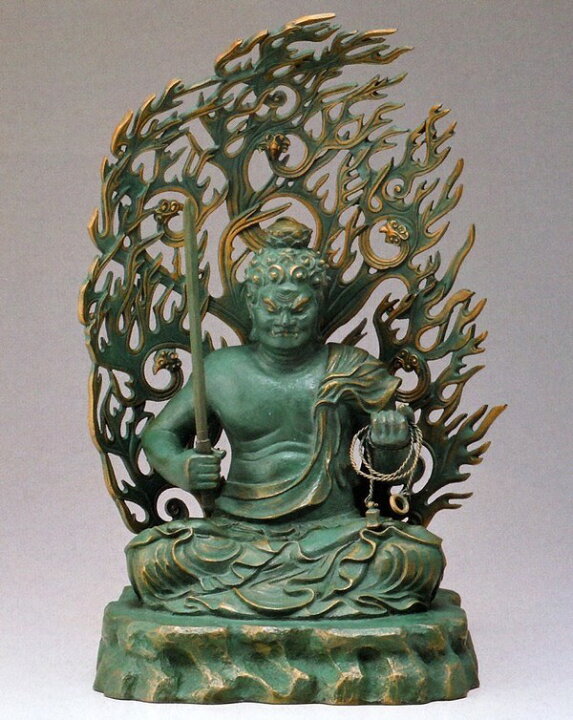 楽天市場】不動明王座像 銅製 青銅色 長田晴鳳作品 塗板 桐箱付 高岡 