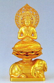 普賢菩薩 辰・巳年生れのお守本尊 純金メッキ 高岡銅器の仏像 普賢菩薩