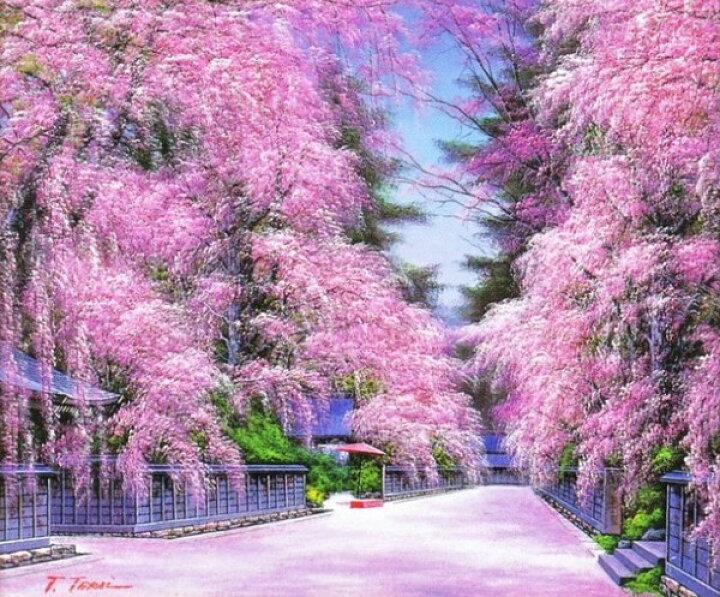 楽天市場】油絵 角館の桜 寺井孝作品 F20サイズ 肉筆油絵 油彩額装作品 