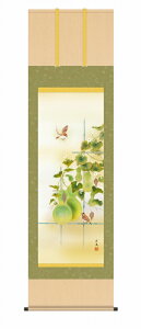 夏の掛け軸 六瓢 夏掛けの花鳥画 尺五 風鎮・品質保証付 送料無料