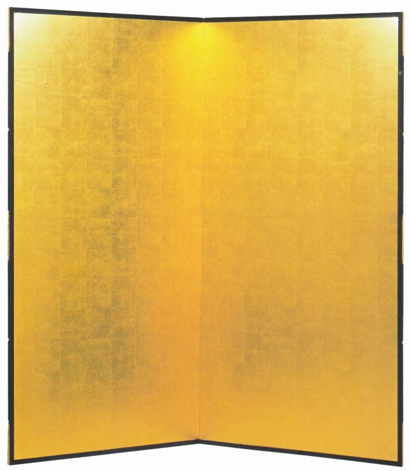日本家屋の伝統装飾 屏風は間仕切り 和のおもてなし 金屏風 通販 数量限定価格 本間二曲半双 数量は多 祝宴の席に 金屏風通販 洋金箔平押