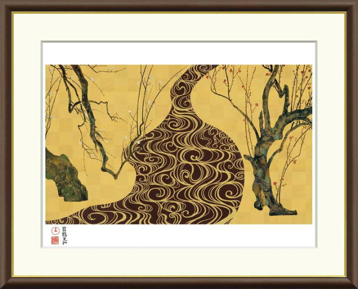 楽天市場】尾形光琳作品 紅白梅図 F8サイズ 工芸美術画 額装作品 